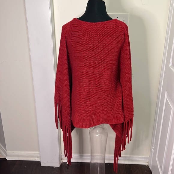 Coco + Carmen Knit Tassel Fringe Cropped Poncho Size OS - Picture 7 of 11